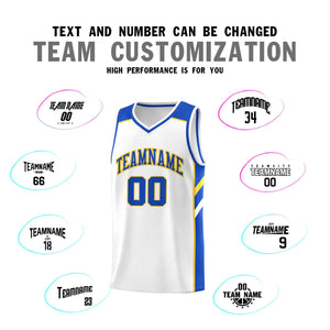 Custom White Royal-Yellow Classic Sets Sports Uniform Basketball Jersey