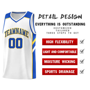 Custom White Royal-Yellow Classic Sets Sports Uniform Basketball Jersey