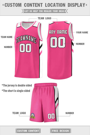 Custom Pink White-Black Classic Sets Sports Uniform Basketball Jersey