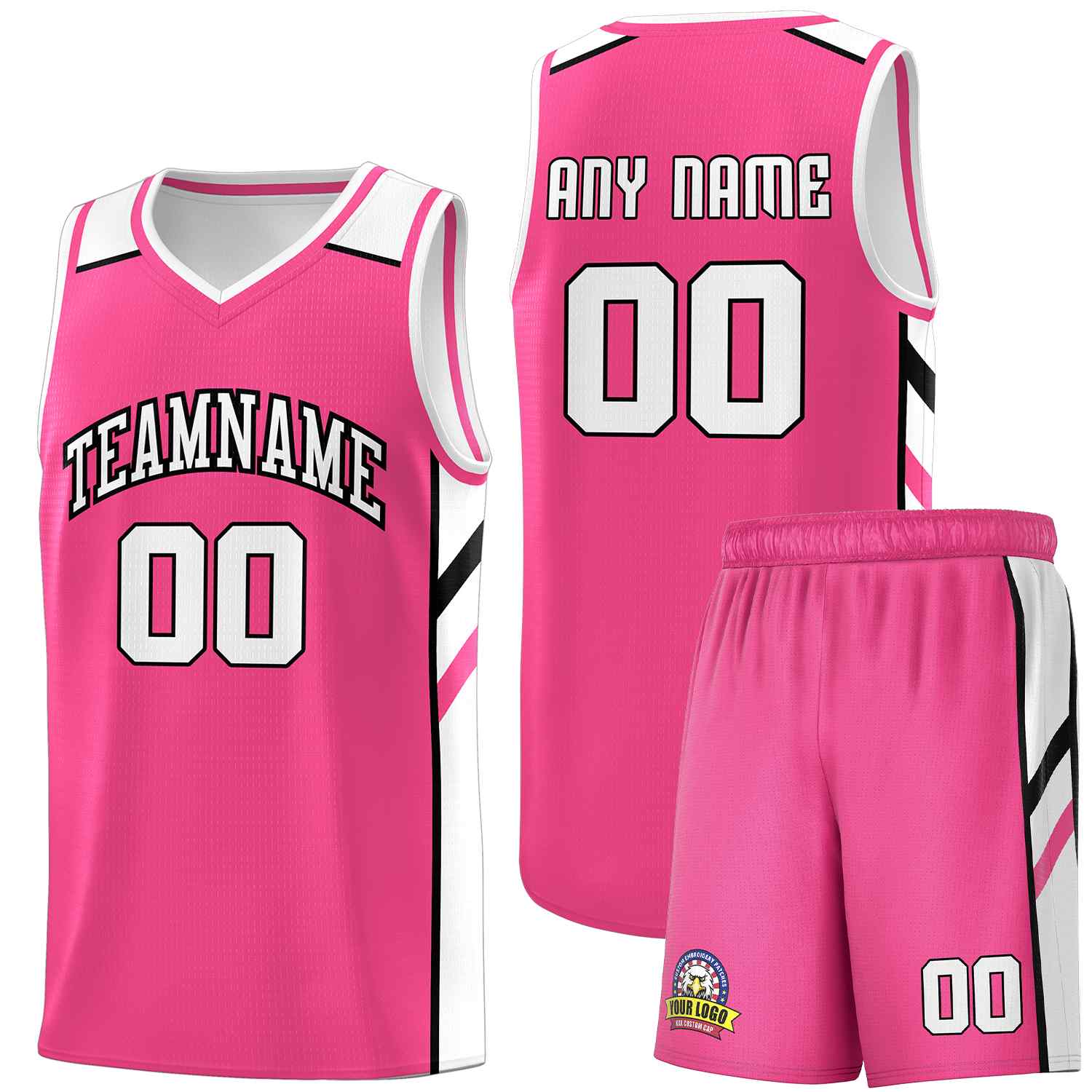 Ensembles classiques rose blanc-noir personnalisés, maillot de basket-ball uniforme de sport