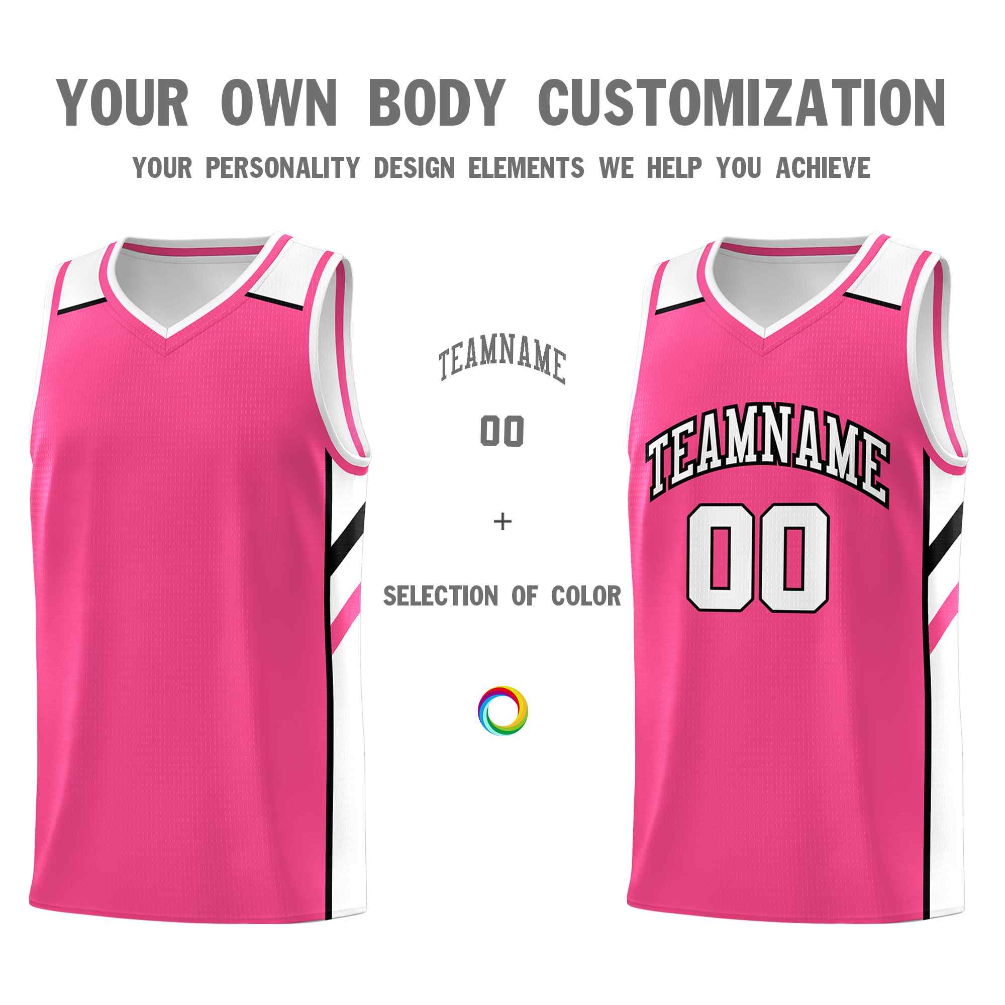 Custom Pink White-Black Classic Sets Sports Uniform Basketball Jersey