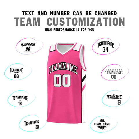 Custom Pink White-Black Classic Sets Sports Uniform Basketball Jersey