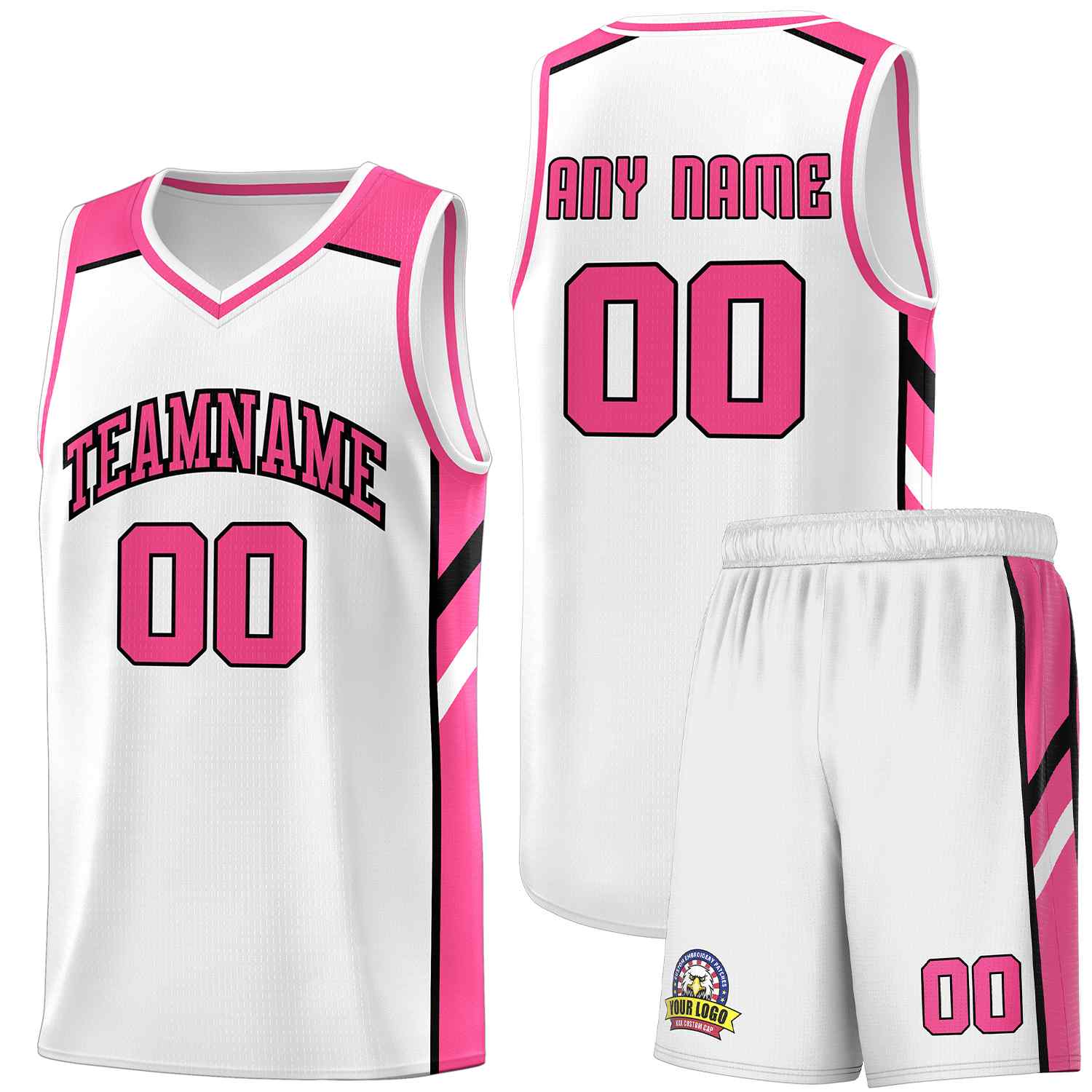 Ensembles classiques personnalisés blanc rose-noir, maillot de basket-ball uniforme de sport