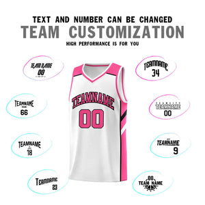 Custom White Pink-Black Classic Sets Sports Uniform Basketball Jersey