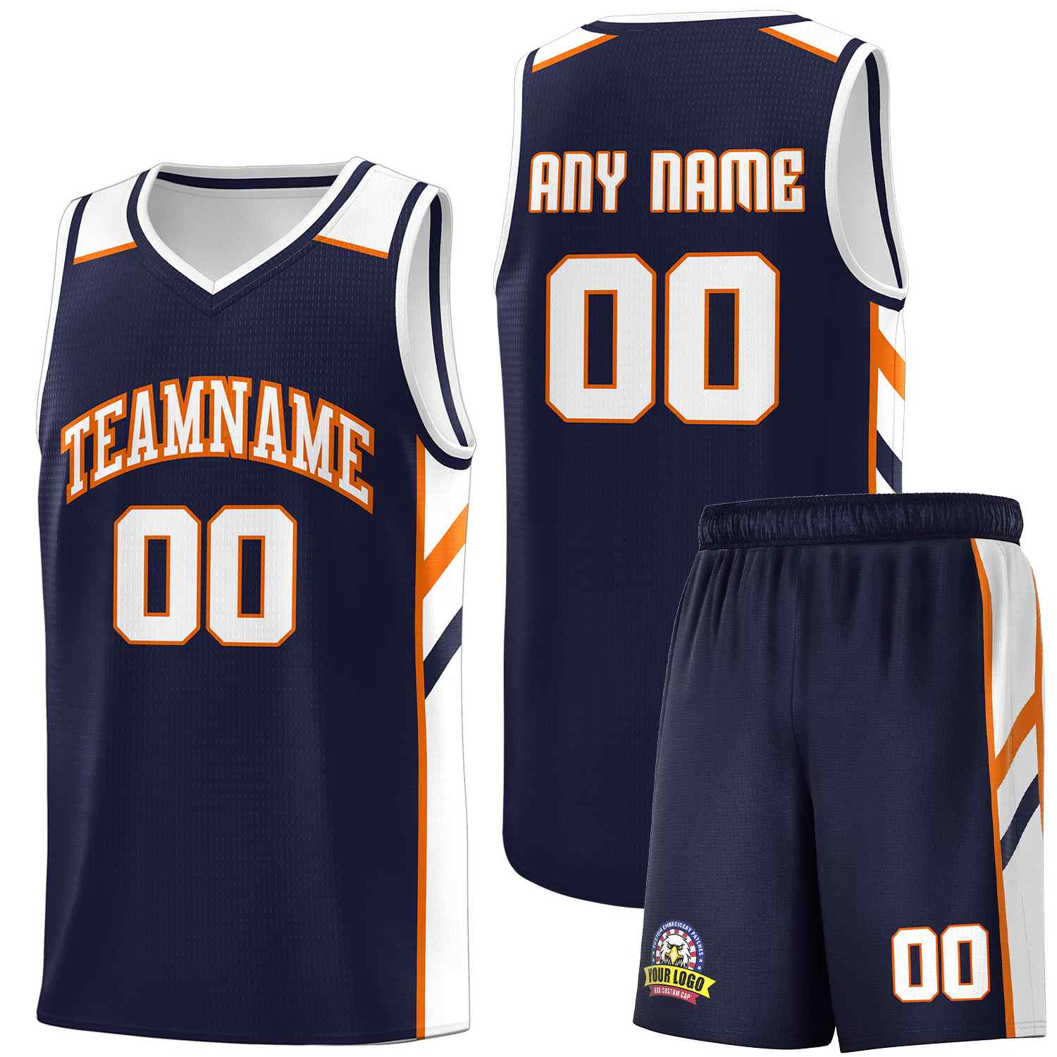 Custom Navy White-Orange Classic Sets Sports Uniform Basketball Jersey