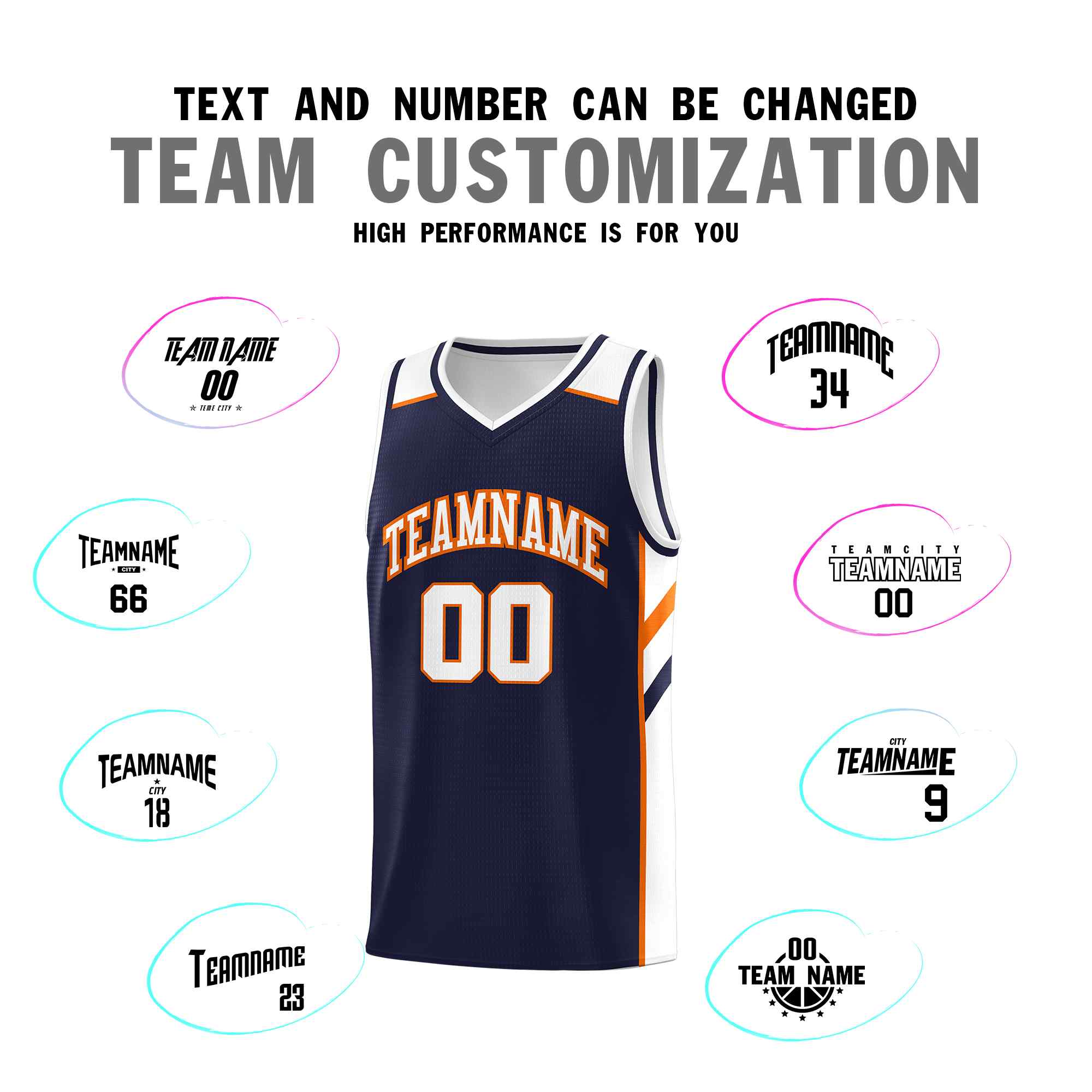 Custom Navy White-Orange Classic Sets Sports Uniform Basketball Jersey