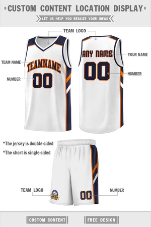 Custom White Navy-Orange Classic Sets Sports Uniform Basketball Jersey
