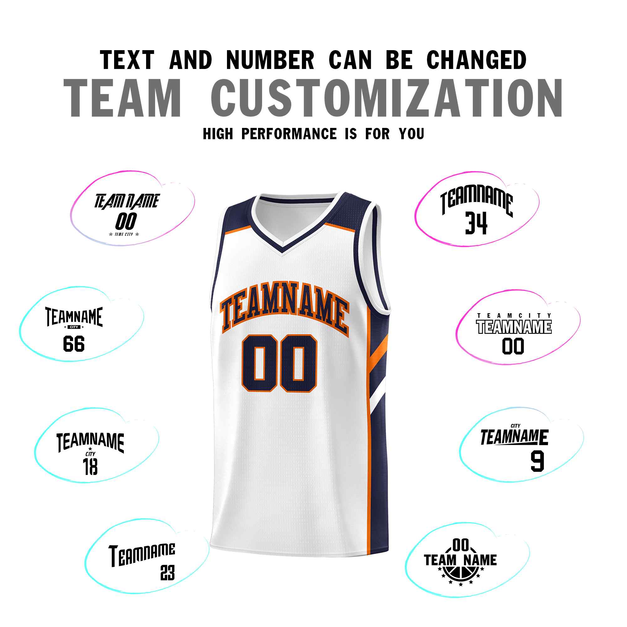 Custom White Navy-Orange Classic Sets Sports Uniform Basketball Jersey