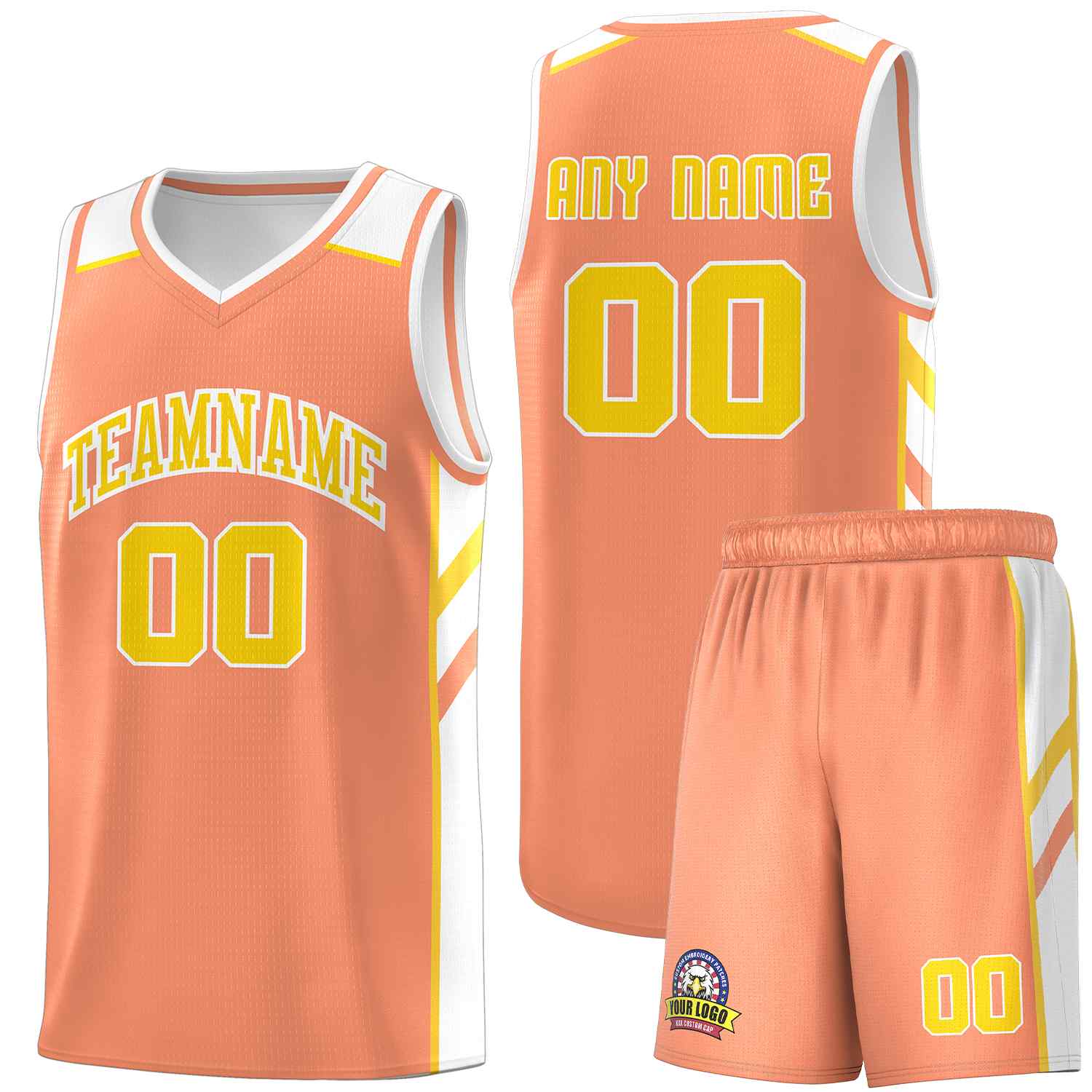 Maillot de basket-ball uniforme de sport, ensembles classiques Orange jaune-blanc personnalisés