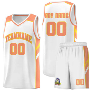 Custom White Orange-Yellow Classic Sets Sports Uniform Basketball Jersey