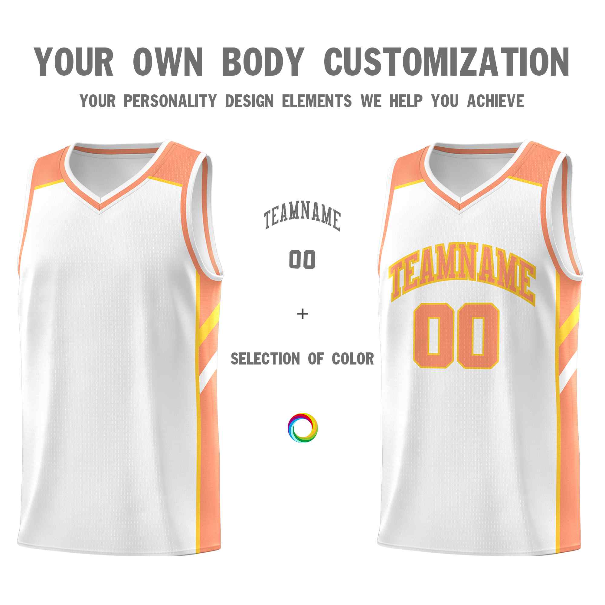 Custom White Orange-Yellow Classic Sets Sports Uniform Basketball Jersey