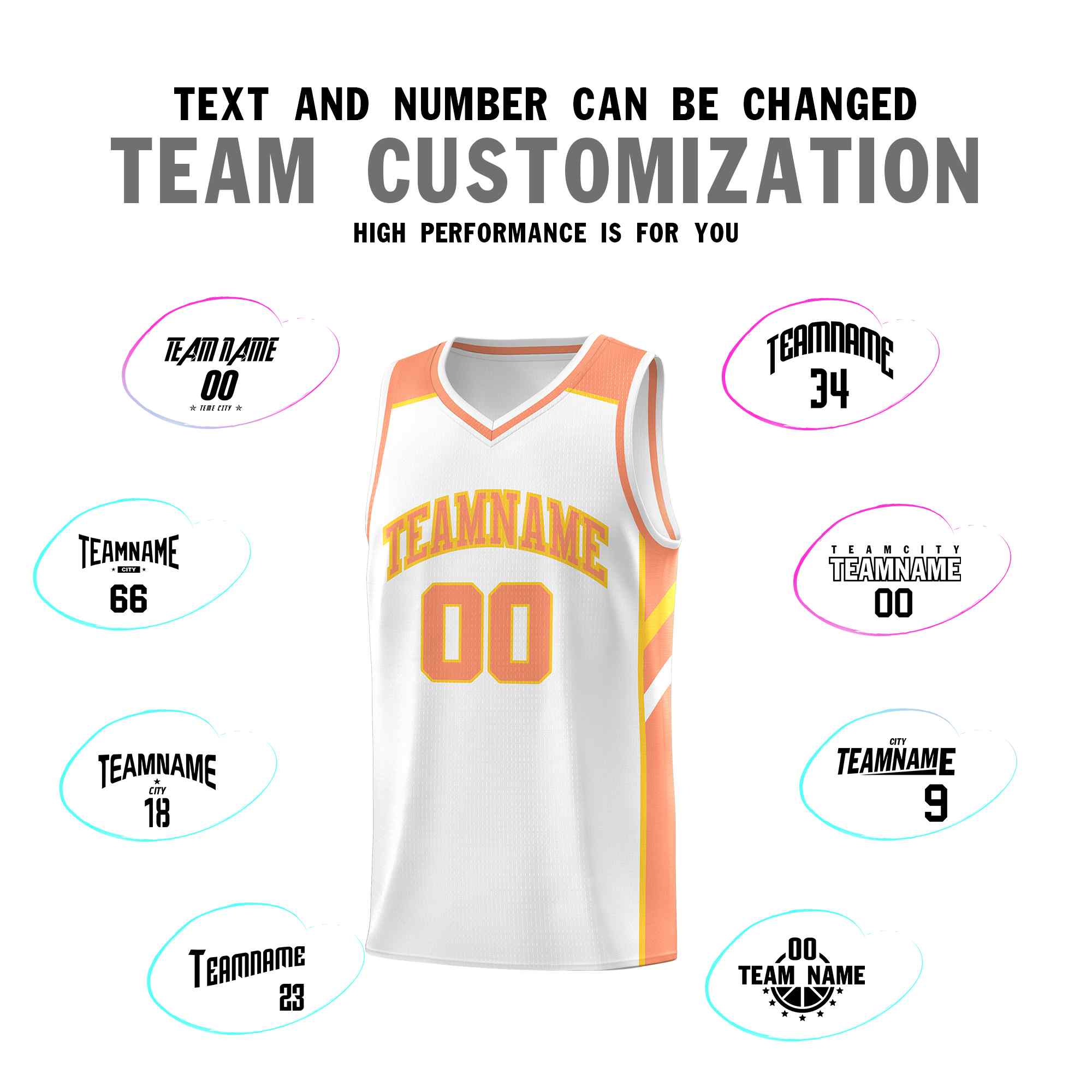 Custom White Orange-Yellow Classic Sets Sports Uniform Basketball Jersey