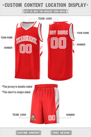 Custom Red Pink-White Classic Sets Sports Uniform Basketball Jersey