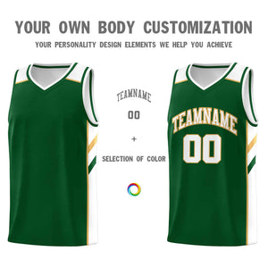 Custom Green White-Old Gold Classic Sets Sports Uniform Basketball Jersey