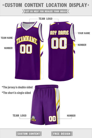 Custom Purple White-Yellow Classic Sets Sports Uniform Basketball Jersey