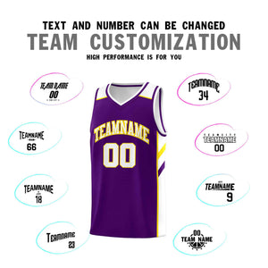 Custom Purple White-Yellow Classic Sets Sports Uniform Basketball Jersey