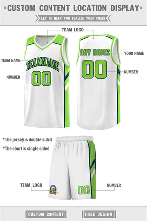 Ensemble classique personnalisé blanc néon vert-marine, uniforme de sport, maillot de basket-ball