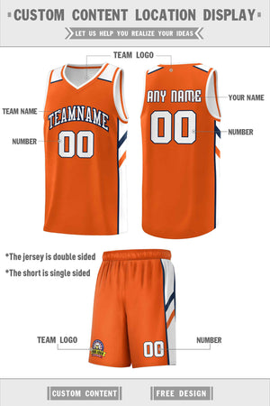 Custom Orange White-Navy Classic Sets Sports Uniform Basketball Jersey