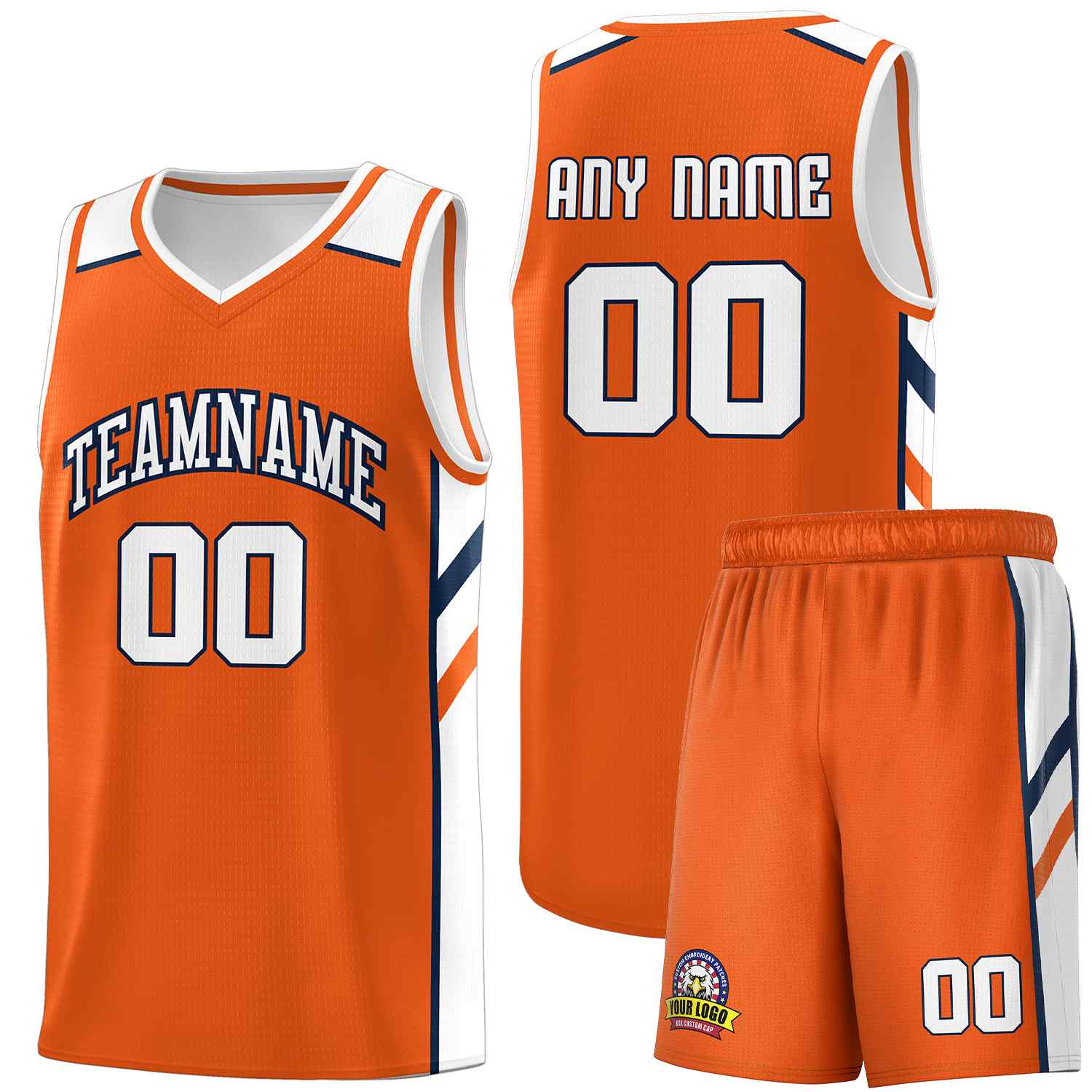 Custom Orange White-Navy Classic Sets Sports Uniform Basketball Jersey