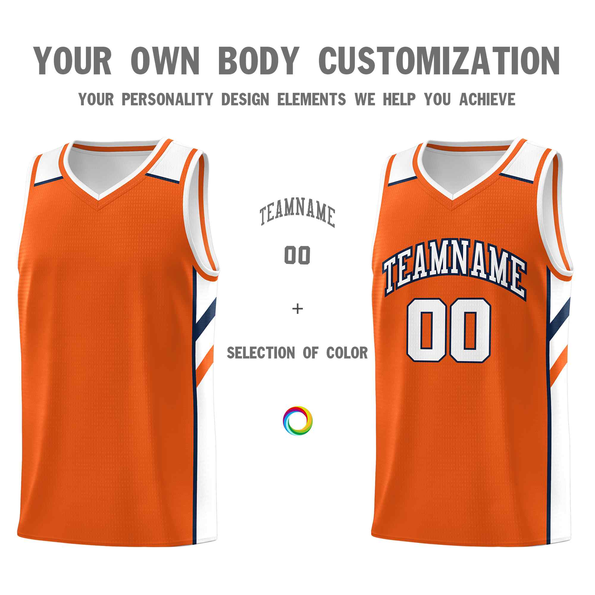 Custom Orange White-Navy Classic Sets Sports Uniform Basketball Jersey