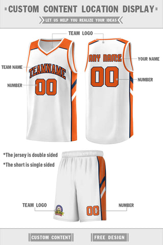 Custom White Orange-Navy Classic Sets Sports Uniform Basketball Jersey