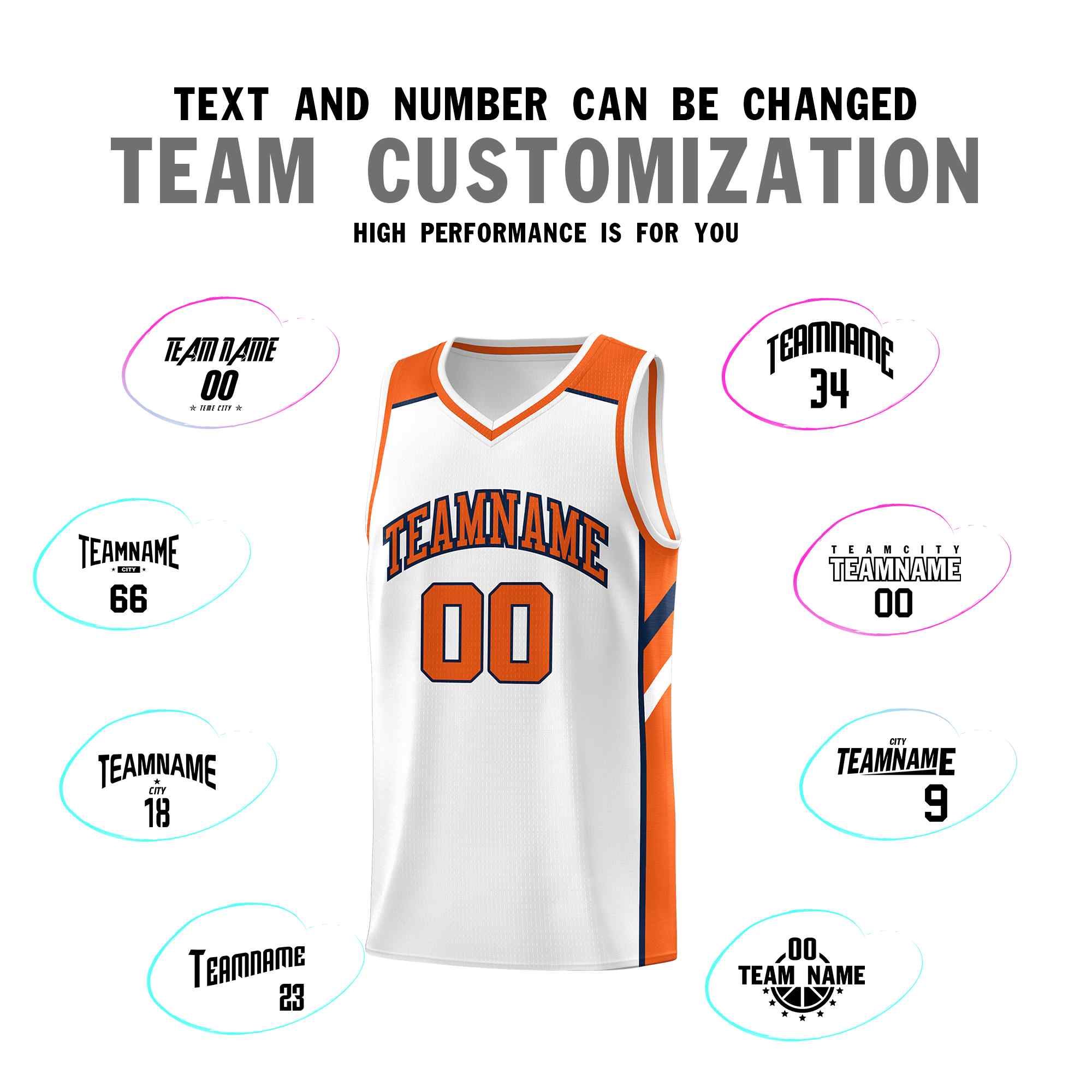 Custom White Orange-Navy Classic Sets Sports Uniform Basketball Jersey