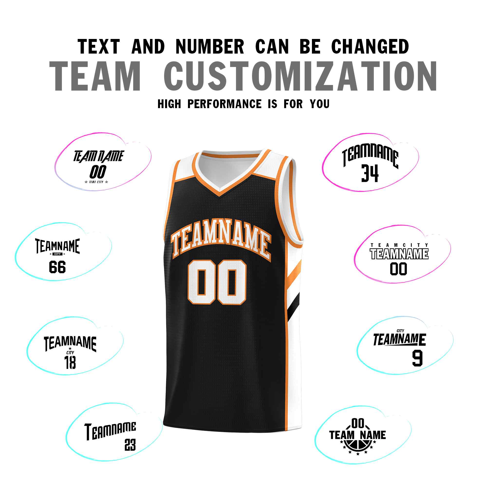 Custom Black White-Orange Classic Sets Sports Uniform Basketball Jersey