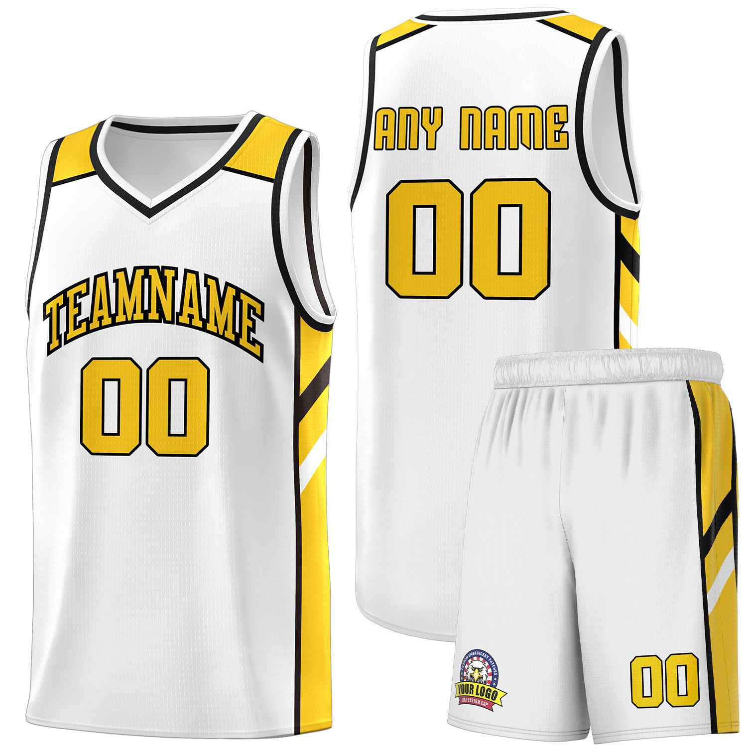 Ensembles classiques personnalisés blanc jaune-noir, maillot de basket-ball uniforme de sport