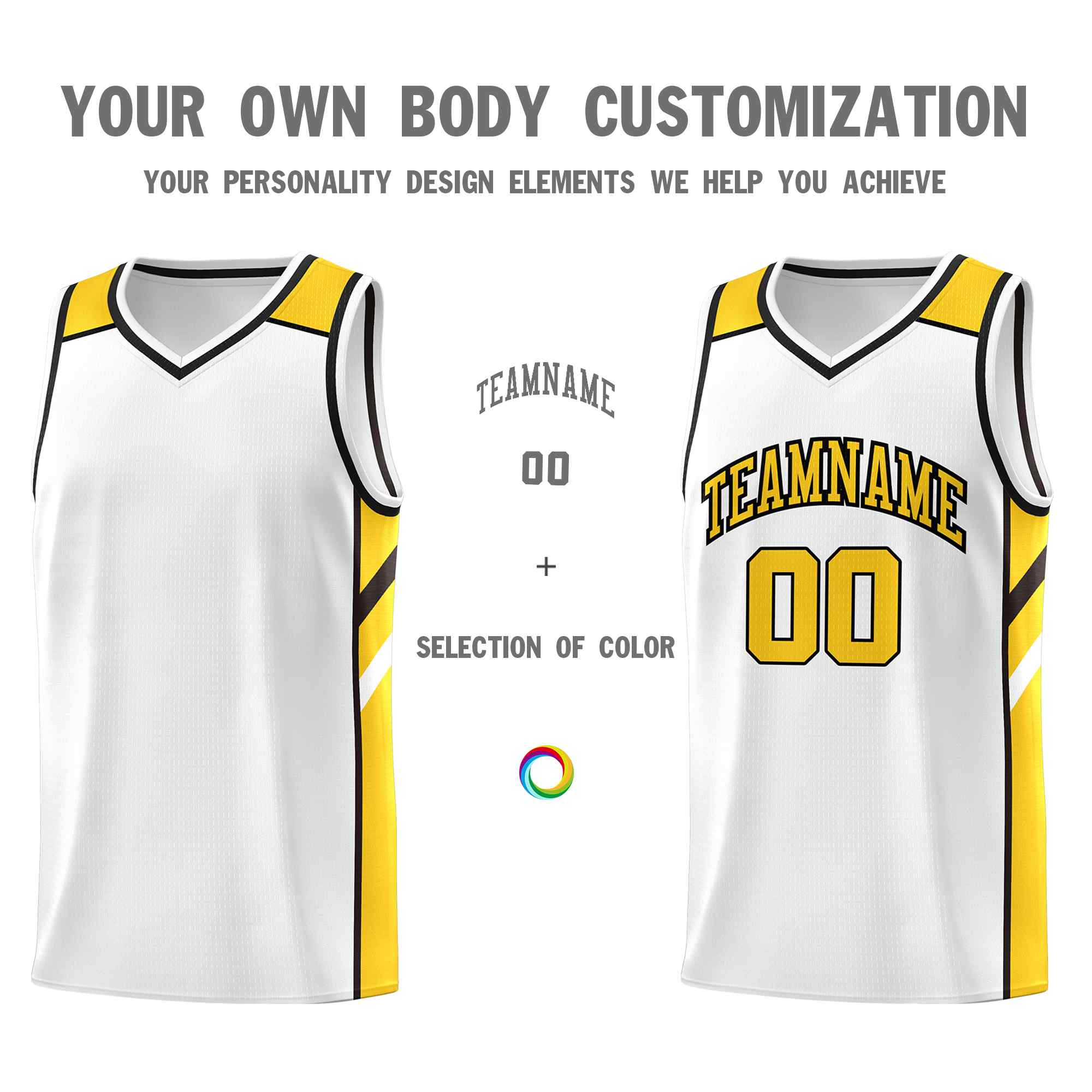 Custom White Yellow-Black Classic Sets Sports Uniform Basketball Jersey