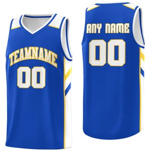 Custom Royal White-Yellow Classic Tops Men/Boy Athletic Basketball Jersey