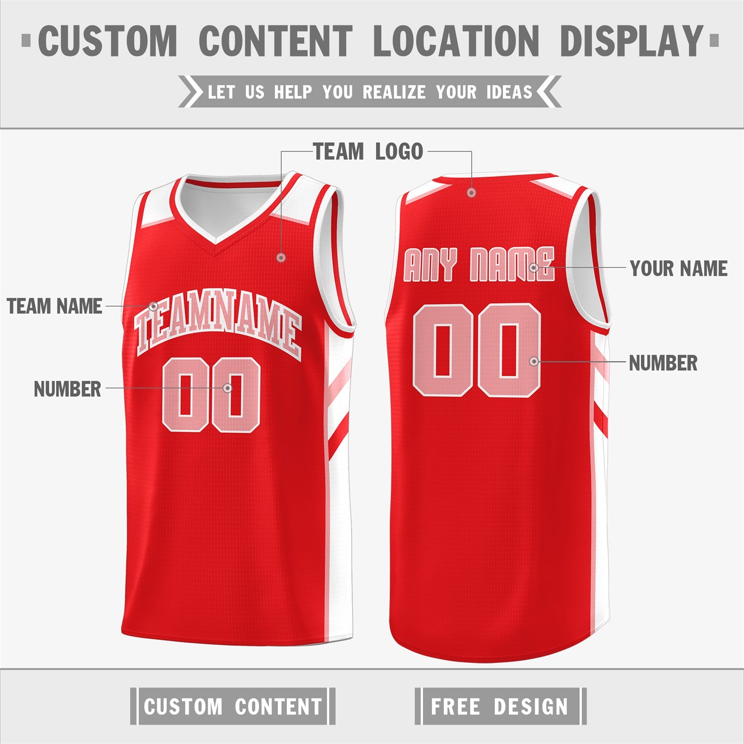 Custom Red White-Pink Classic Tops Athletic Casual Basketball Jersey