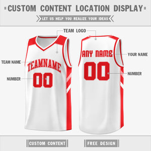 Custom White Red Classic Tops Athletic Basketball Jersey