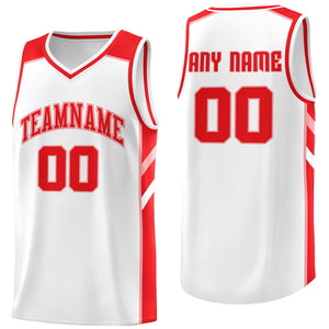 Custom White Red Classic Tops Athletic Basketball Jersey