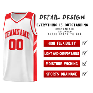 Custom White Red Classic Tops Athletic Basketball Jersey