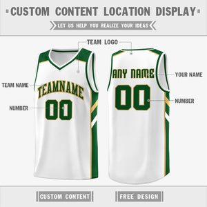 Custom White Green Classic Tops Men/Boy Athletic Basketball Jersey