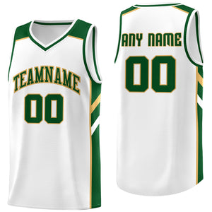 Custom White Green Classic Tops Men/Boy Athletic Basketball Jersey