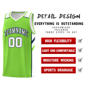 Custom Neon Green White-Navy Classic Tops Men/Boy Athletic Basketball Jersey