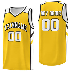 Custom Yellow-White Classic Tops Men/Boy Athletic Basketball Jersey