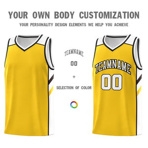 Custom Yellow-White Classic Tops Men/Boy Athletic Basketball Jersey