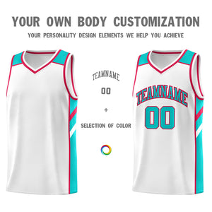 Custom White Light Green Classic Tops Men/Boy Athletic Basketball Jersey