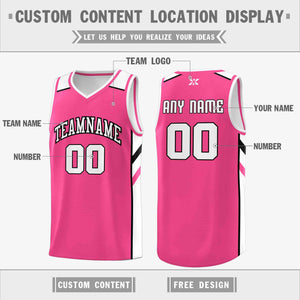 Custom Pink White-Black Classic Tops Style Mesh Sport Basketball Jersey