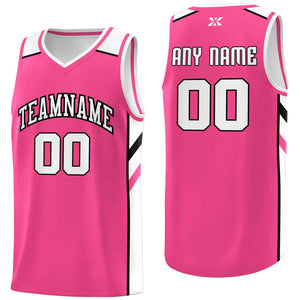 Custom Pink White-Black Classic Tops Style Mesh Sport Basketball Jersey