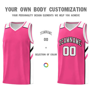 Custom Pink White-Black Classic Tops Style Mesh Sport Basketball Jersey