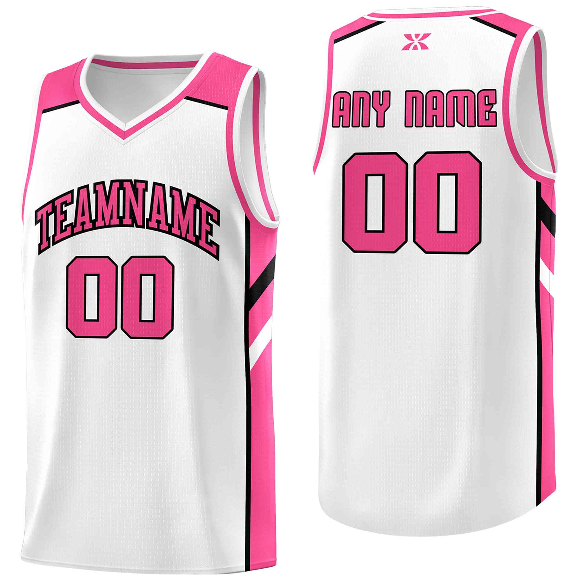 Custom White Pink-Black Classic Tops Style Mesh Sport Basketball Jersey