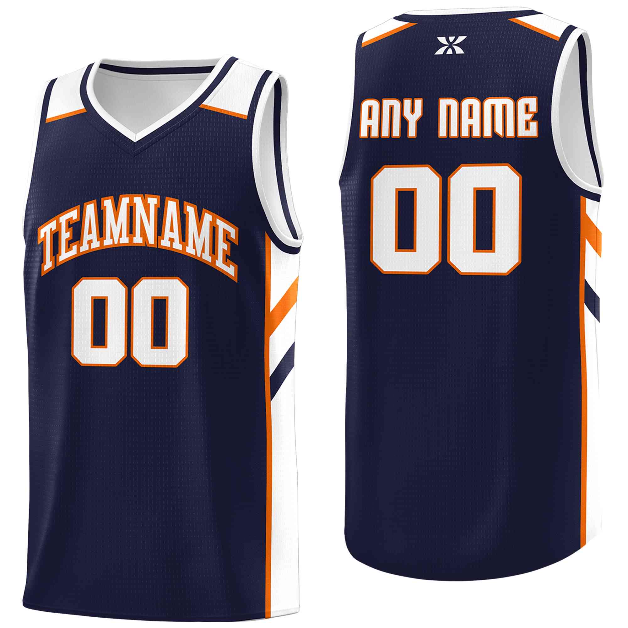 Custom Navy White-Orange Classic Tops Style Mesh Sport Basketball Jersey