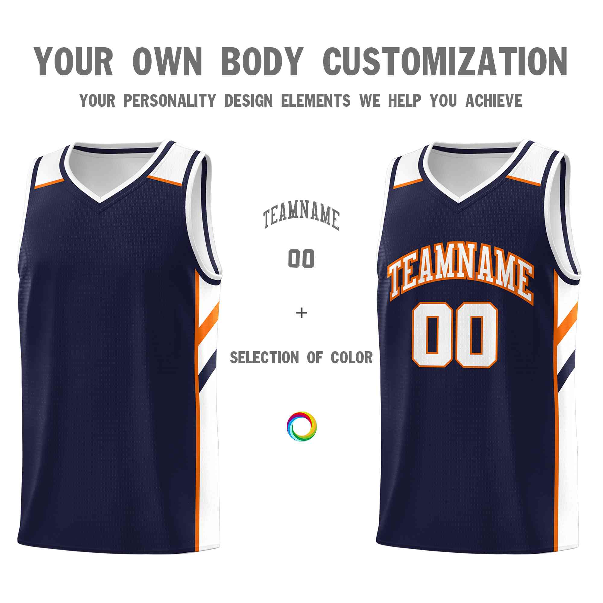 Custom Navy White-Orange Classic Tops Style Mesh Sport Basketball Jersey