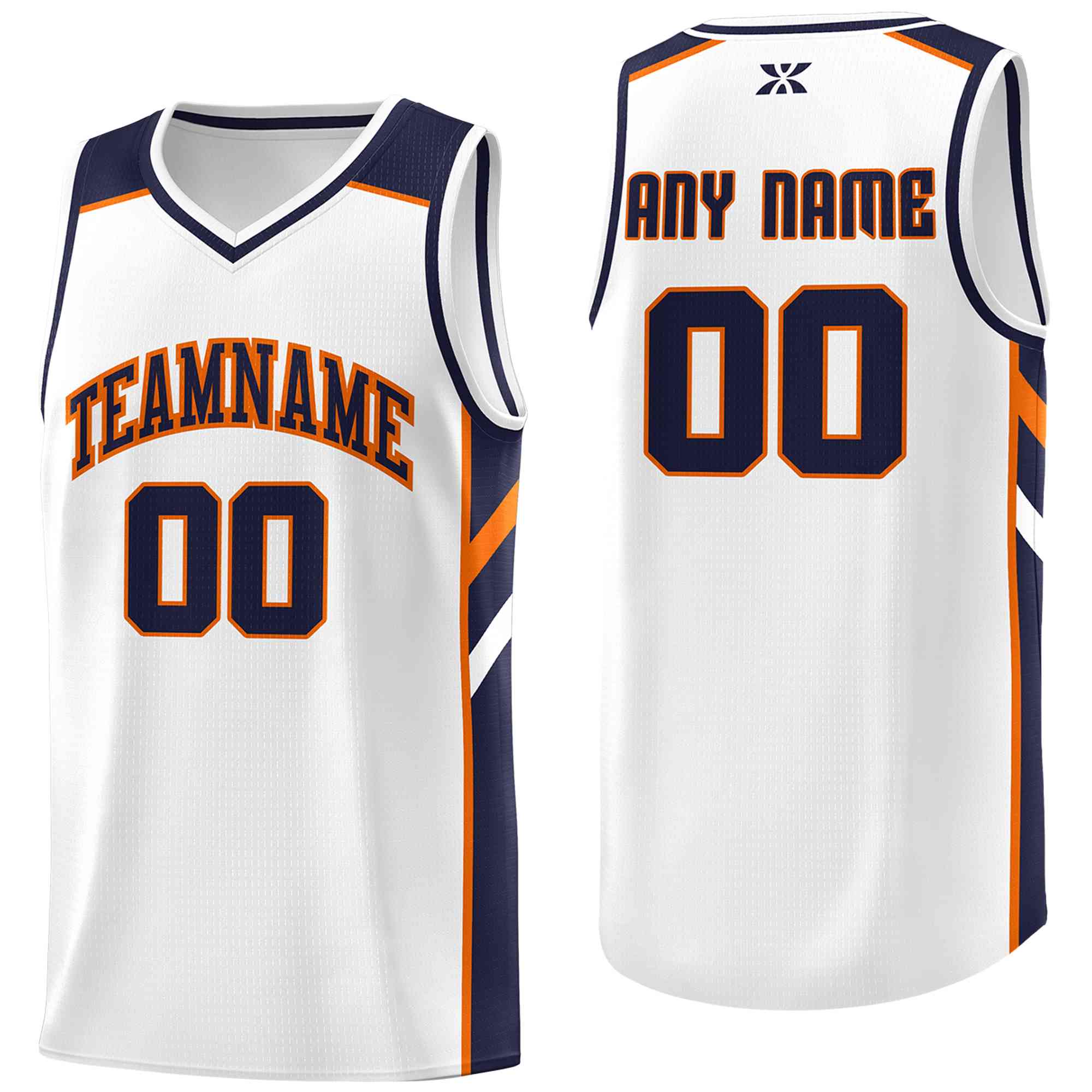 Custom White Navy-Orange Classic Tops Style Mesh Sport Basketball Jersey