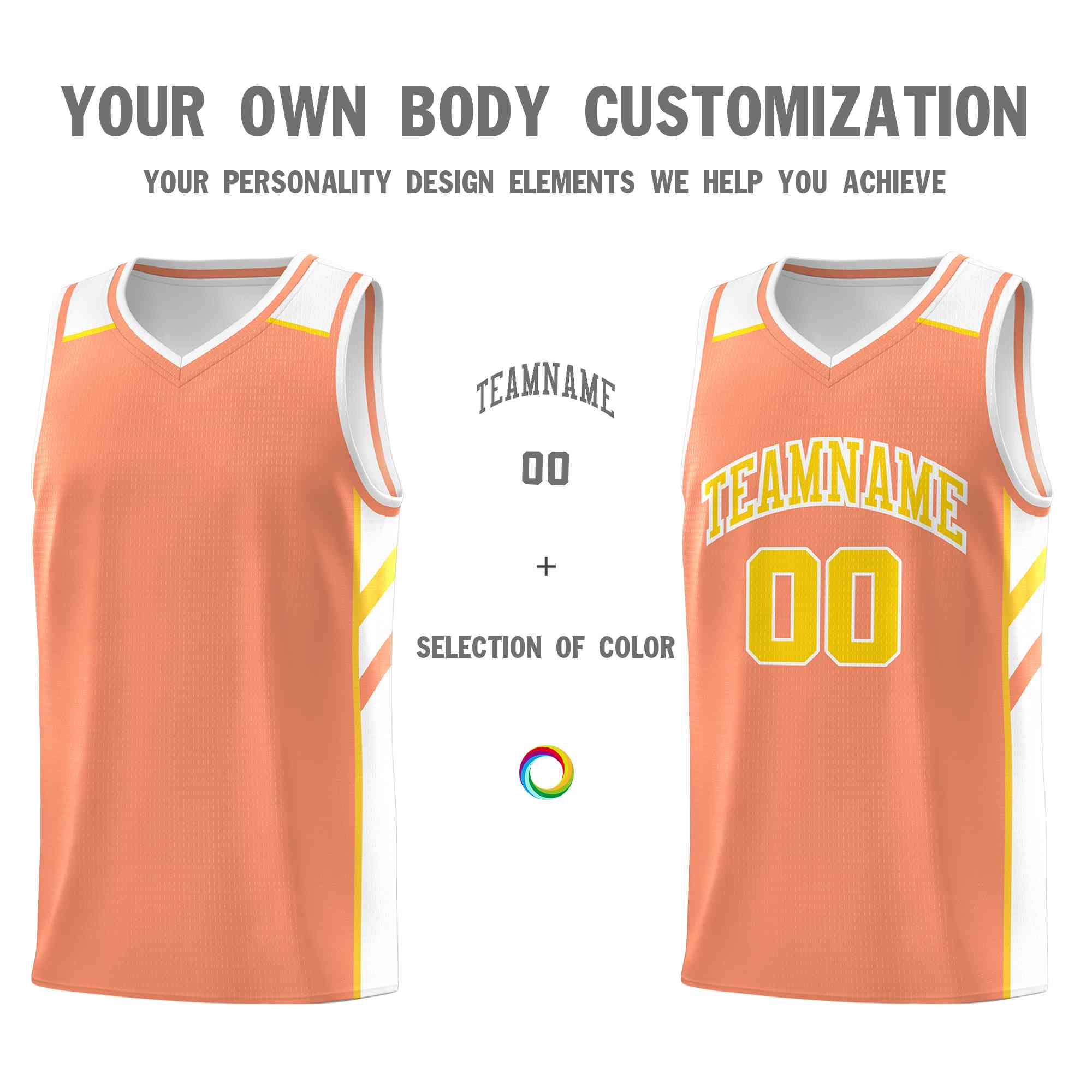 Custom Orange Yellow-White Classic Tops Style Mesh Sport Basketball Jersey