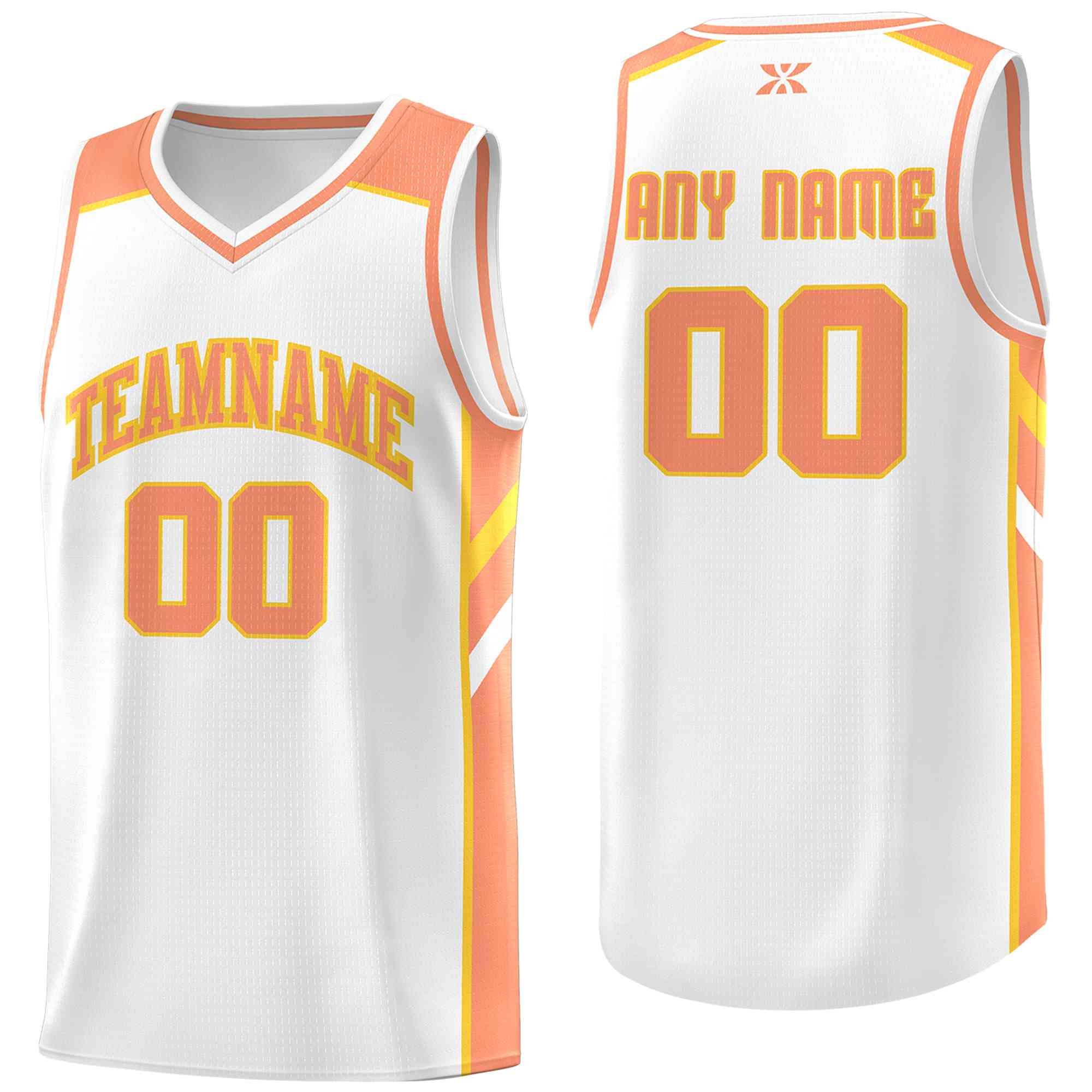 Custom White Orange-Yellow Classic Tops Style Mesh Sport Basketball Jersey