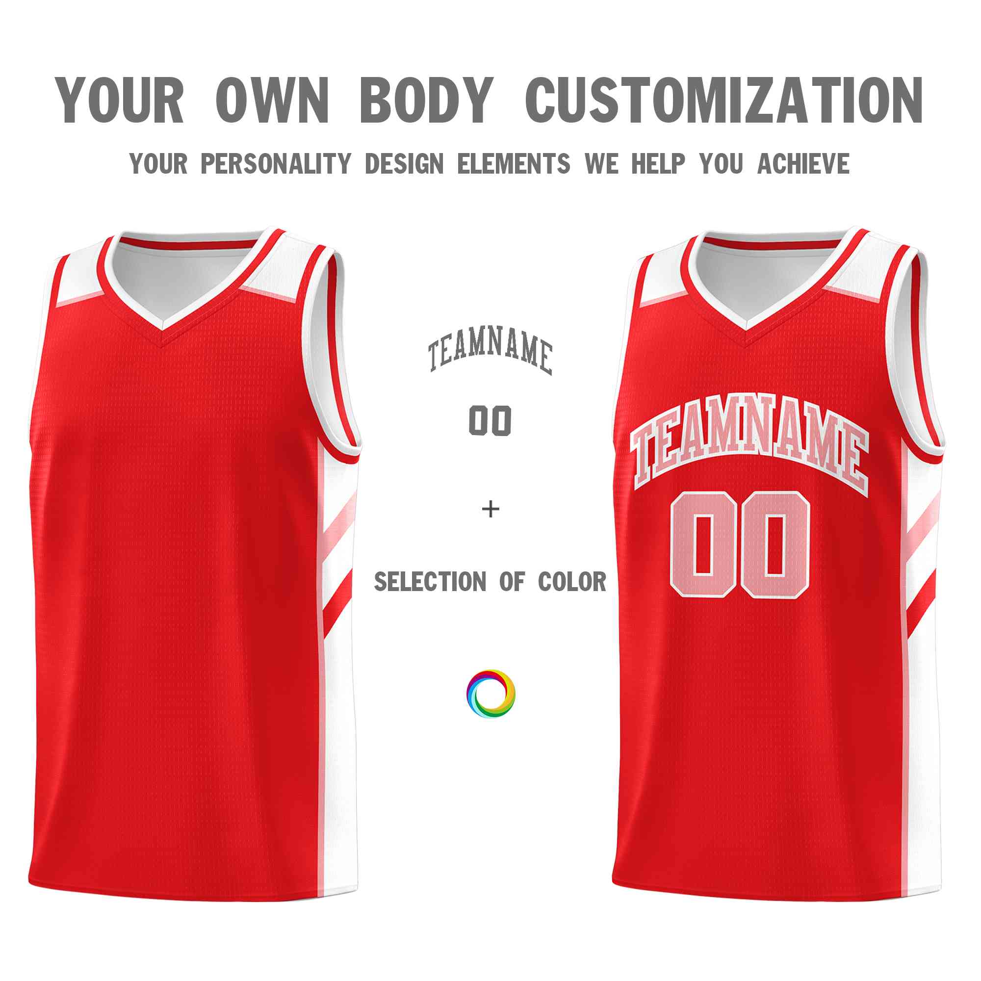 Custom Red Pink-White Classic Tops Style Mesh Sport Basketball Jersey